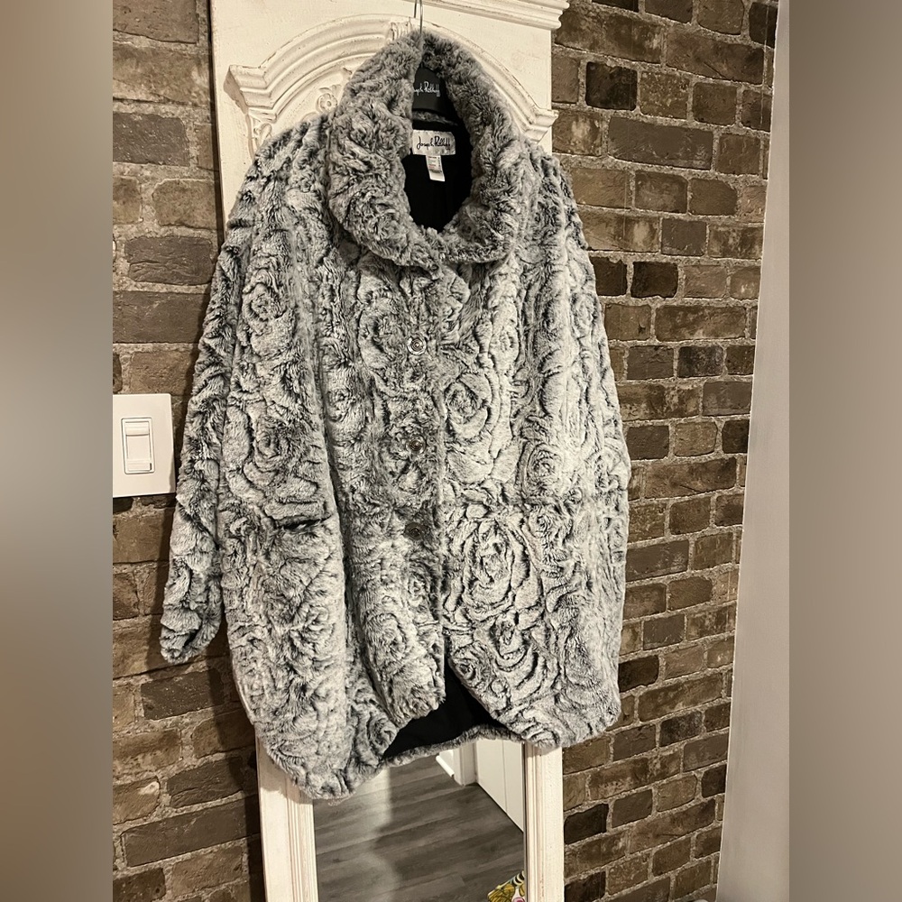Joseph Ribkoff Black and Gray Teddy Jacket